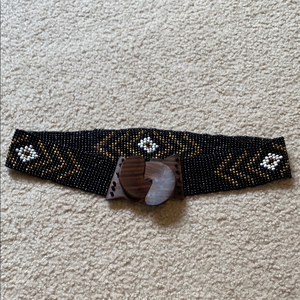 Beaded Black and Brown Women's Belt